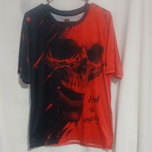 Red and Black Graphic Skull T-Shirt